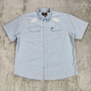 Howler Bros Shirt Mens 2XL Light Blue Crosscut Snapshirt Western Pearl Snap